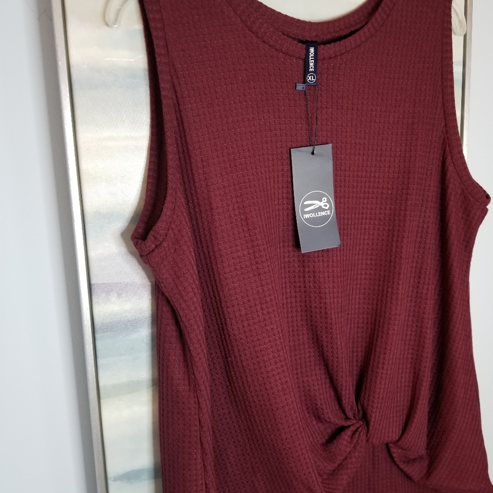 Burgundy waffle cozy top